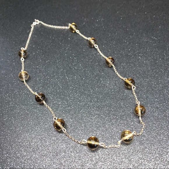 NWOT Sterling Silver Smokey Topaz Beaded Necklace - Picture 4 of 16